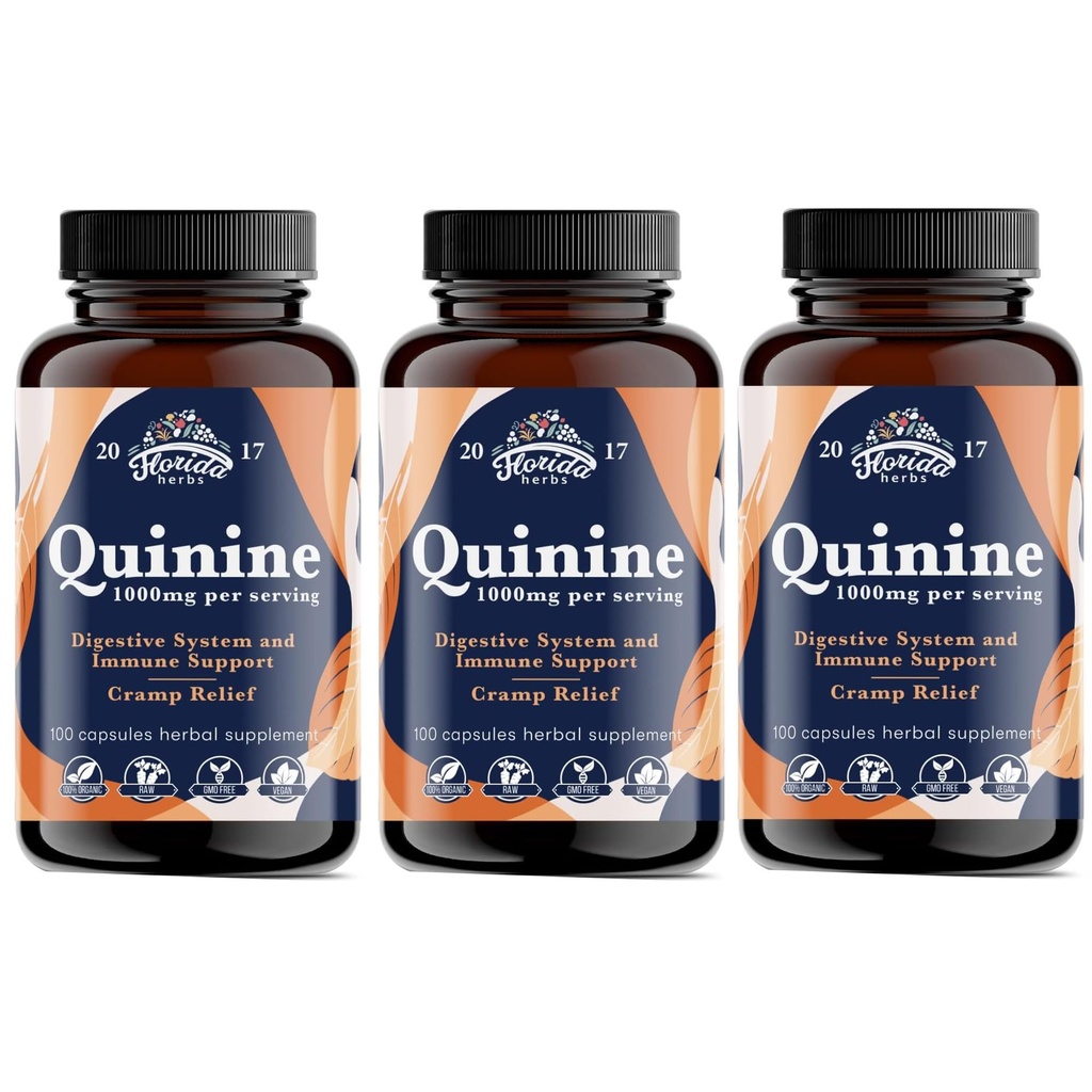 Pilas orgánicas - 1000 mg - Quinine Tablets for Cramp Defense - Cinchona Bark Herb Suplemento - Quinine Capsules for Muscle Cramp - Made in USA - 1000 mg (330 Conde)