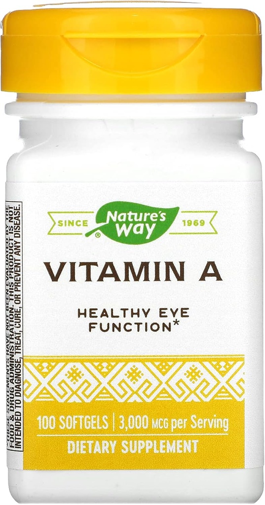 Camino de la Naturaleza Vitamina A, Alta Potencia, soporta Función Ojo Saludable*, 3000 mcg por Serving, 100 Softgels (Paquete Mayo Vary)