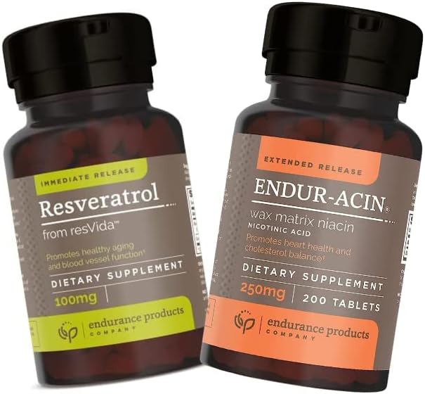 Endurance Products Resveratrol Suplemento – Grape Skin Extract and ENDUR-ACIN 250mg Niacin - Extended Release for Optimal Absorption " Low-Flush