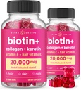 NutraChamps Hair Skin & Nails Gummies, Biotin con Collagen & Keratin, 5000mcg Biotin Beauty Complex, Vitamin Supplement, Berry, 120 Conde, Healthy Hair, Radiant Skin & Strong Nails (Pack of 2)