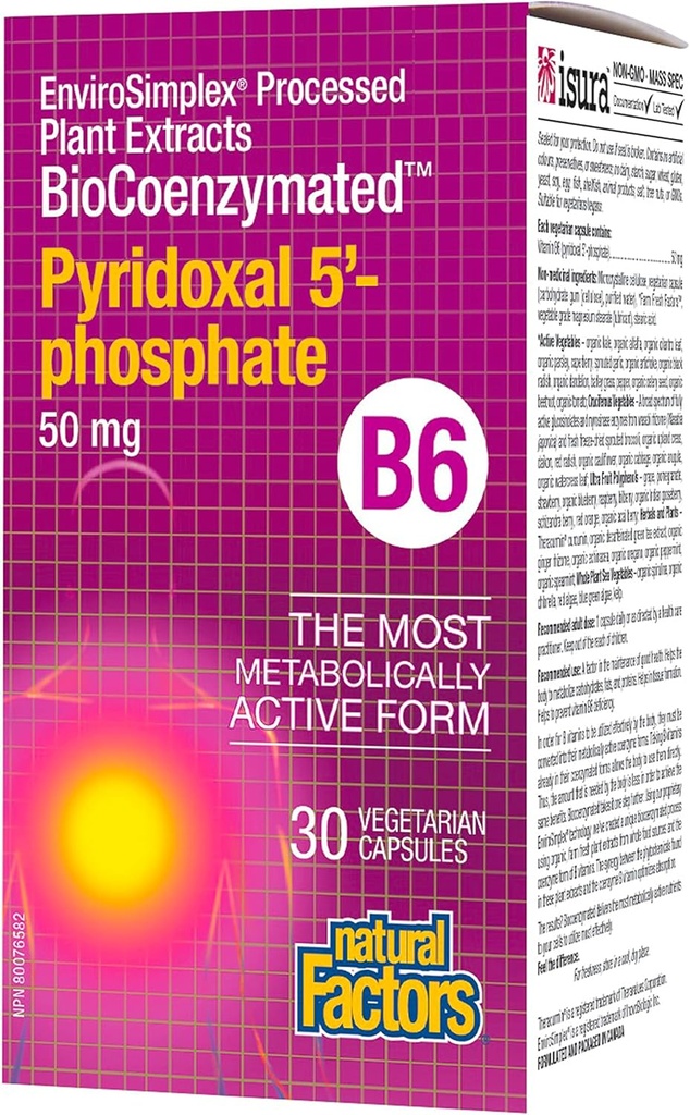 Factores naturales BioCoenzimated Pirodoxal 5'-Phosphate 50mg 30 VCaps