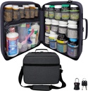 Extra-Large Pill Bottle Organizer, Medicine Bag, Carrier for Medications, Vitamins, and Medical Supplies - Modular Travel Medicine Organizer and Home Storage Med Bag - Dark Gray (con Lock)