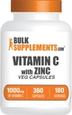 BulkSupplements.com Vitamina C con capsules Zinc - Vitamina C 1000mg & Zinc 15mg, para Immune Support - Vegan, 2 cápsulas por Serving, 360 Veg Count (Pack of 1)