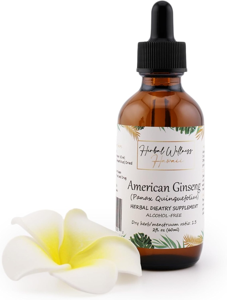 American Ginseng Liquid Extract (Panax Quinquefolius) - Suplemento dietético para el apoyo a la energía y la inmunidad, la glicerina vegetal orgánica, 2 Fl.oz