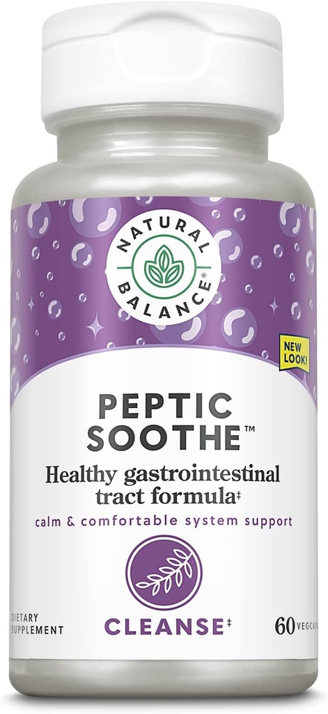 Natural Balance Peptic Soothe | Gastrointestinal Formula for Healthy Digestion Support | with Zinc Carnosine, L-Glutamine & Mastic Gum | 60 VegCaps