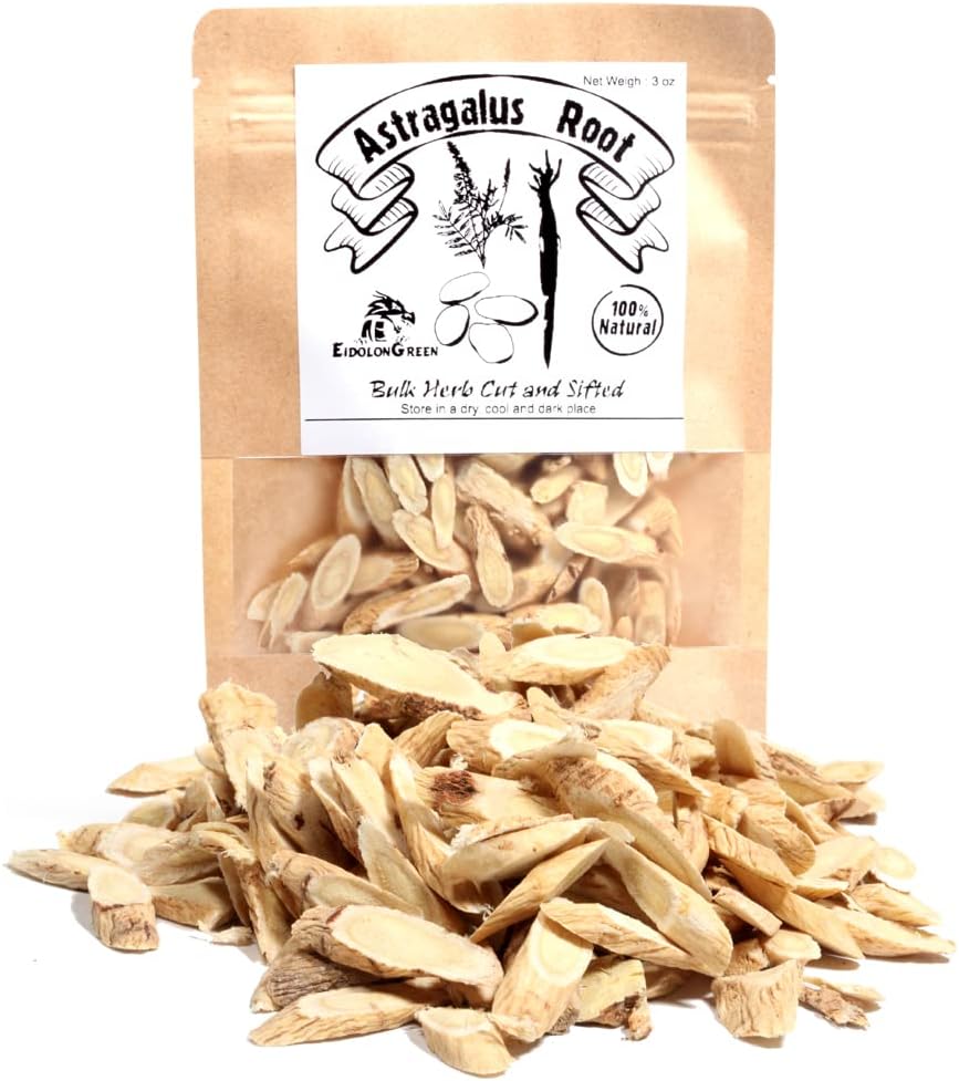 Astragalus Root (Milkvetch/Huangqi/ crecen/ gradualmente parecen tener éxito) Astragalus Root Sliced Raw, Dried Bulk Herbs 3Oz (88g)