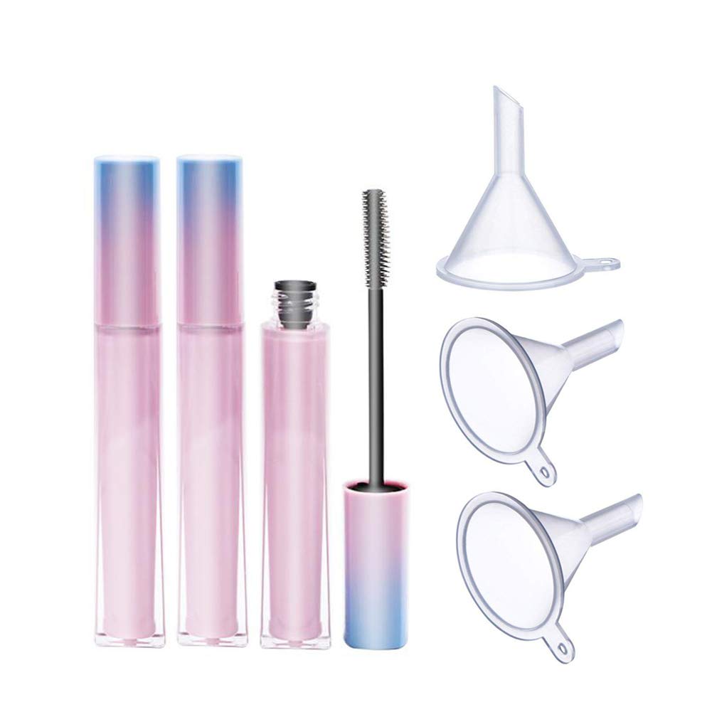 3 piezas 7ml Lujo Reutilizable Empty Mascara Tubos con Ojos Wand Empty Bottle Tube Contenedor para Crecimiento Ojol Mascara de aceite con Cepillo y 3 embudos Casa y uso de viaje