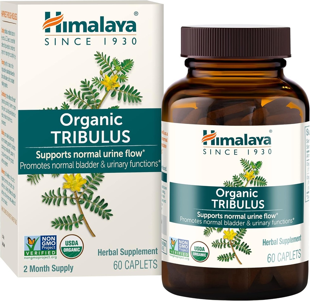 Himalaya Orgánica Tribulus Terrestris - Suplemento Herbal para Control de Vejiga, Resistencia masculina, Prostata y Libido Apoyo - Vegan, No GMO, Gluten Gratis, 688 mg, 60 Caplets