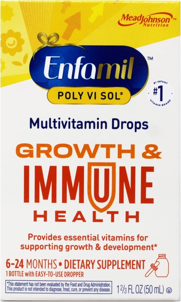 Enfamil Prenatales & Baby Vitamins Poly-Vi-Sol with Iron Multivitamin Supplement Drops for Infants and Toddlers, Fruit, 50 ml