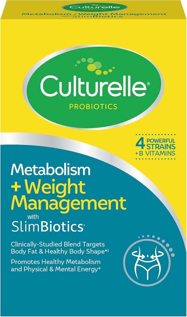 Cultura Metabolismo + Gestión de Peso con cápsulas probióticas SlimBiotics® – 30 Cuenta – Ayuda a manejar con seguridad el peso - promueve el metabolismo saludable y la energía física y mental