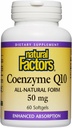 Factores naturales Coenzima Q10 - Apoyo al Antioxidante Suplementos Apoyos Producción Celular de Energía - Ayudas de absorción mejor Función cardíaca saludable - 50 mg, 60 Softgels (60 Servimientos)