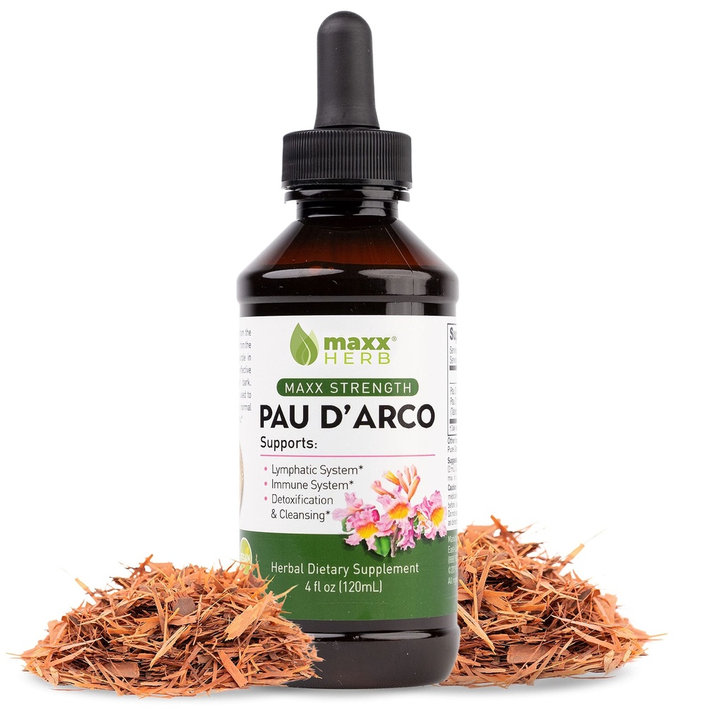 Maxx Herb PAU D'Arco Tincture - Max Strength PAU D Arco Extracto para Immune Support, Taheebo Tea Inner Bark Absorbs Better Than PAU Darco Capsules – 4 Oz Bottle (60 Servings)