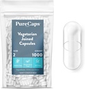 PureCaps USA - Empty Vegetarian Vegan Pill Capsules Tamaño 2 Anterior 1.000 Únete a Pills   Clear Anterior Non-GMO Certified ¦ SLS, Gluten, Preservative Free