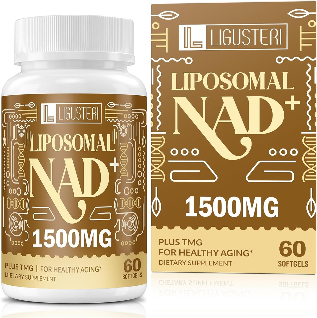 1500 MG Liposomal NAD+, 98%+ Absorción, NAD+ Suplemento para Mujeres &amp; Hombres con TMG, para la Defensa del Envejecimiento, Energía Celular, Corazón & Brain Función, Longevidad, 60 Softgels