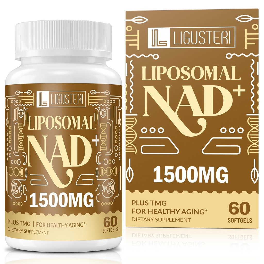 1500 MG Liposomal NAD+, 98%+ Absorción, NAD+ Suplemento para Mujeres &amp; Hombres con TMG, para la Defensa del Envejecimiento, Energía Celular, Corazón & Brain Función, Longevidad, 60 Softgels