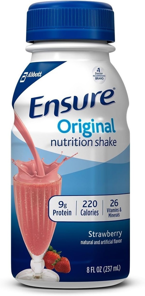 Asegurar el afeitado de nutrición original, fresa, 8 onzas, 6 cuenta