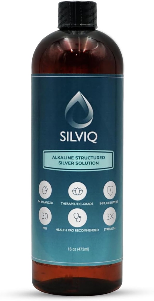 Estructurado Agua de Plata 30PPM - ph Balanced Alkaline Estructura Plata Solución líquida Suplemento Mineral para el soporte natural de inmunológico - Bienestar mejorado " Gut Health - 16 Oz (437ml)