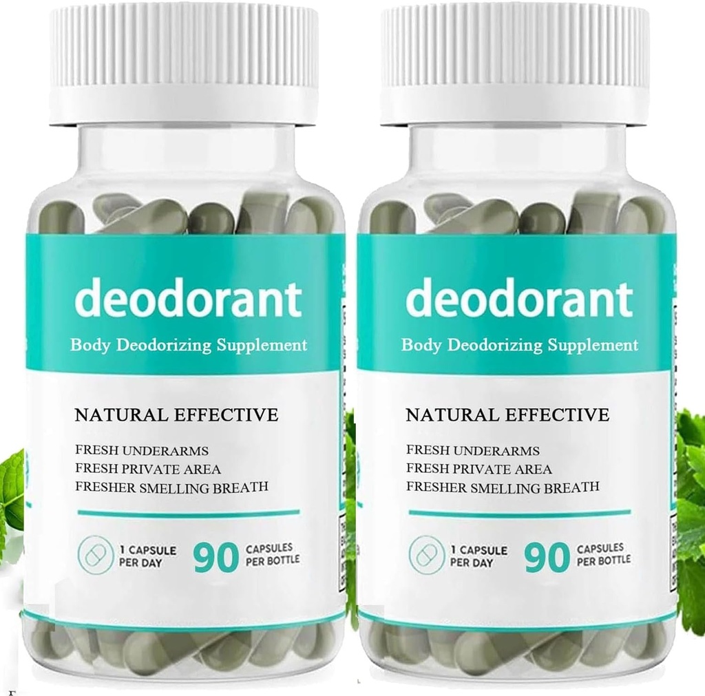 Full Body Deodorizing Supplement, Natural Deodorant Pills Supplement, Defeat Odor Naturally Capsule, Chlorophyll Capsules for Women & Men 90 Count
