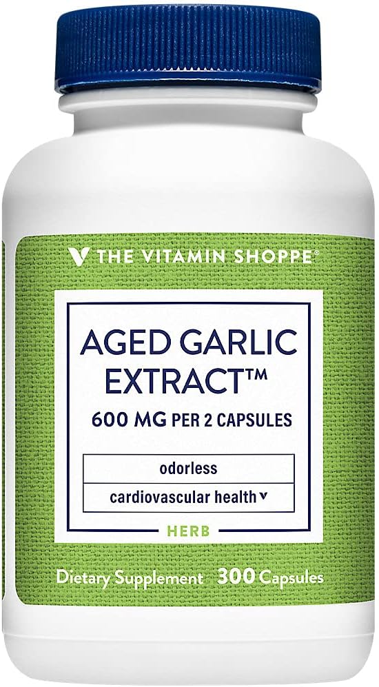 El extracto de ajo envejecido sin olor de vitamina Shoppe - Soportes Salud cardiovascular - 600 MG (300 cápsulas)