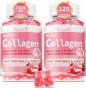 2 Pack Sugar Free Collagen Gummies for Women &amp; Hombres ← Hidrolyzed Collagen Peptides for Hair Skin &amp; Nails ← MultiCollagen Protein Tipo I II III V X con Biotin &amp; Vitamina C ← Strawberry Flavor, 120 Cuenta