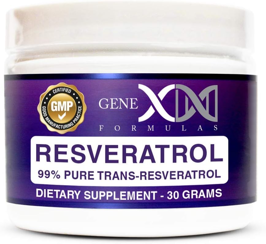 GENEX Trans Resveratrol 1000mg Powder Serving 99% Pure Micronized Pharmaceutical Grade ← 30 Serviciones/30Grams  1 Gram Por día 30-Day Supply Made in a GMP &amp; NSF Certified Facility