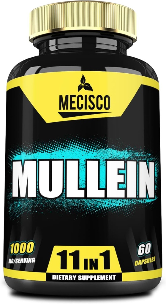Mullein Leaf Suplemento con Panax Ginseng Root, Cordyceps Sinensis &amp; Más - 60 cápsulas - 11in1