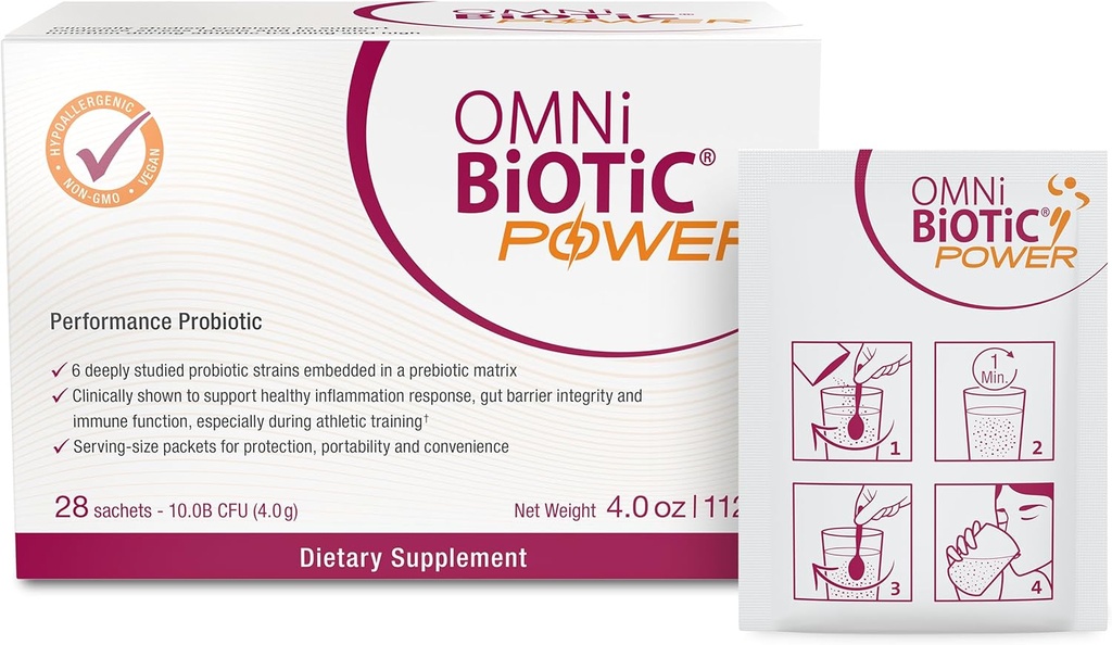 Power High Performance Daily Probiotic Supplement - Probiotic Powder with Magnesium Citrate for an Active Lifestyle - Supports Gut Health, Muscle Recovery, and Energy - Vegan, Non-GMO (30 Servings)
