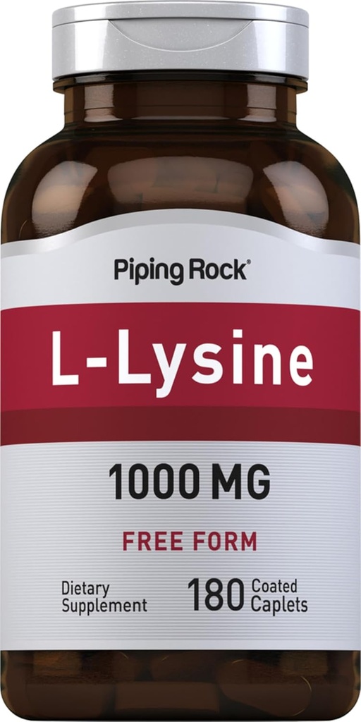 Piping Rock L-Lysine 1000mg  180 Caplets ← Formulario gratuito ← Vegetariano, No Gluten Free