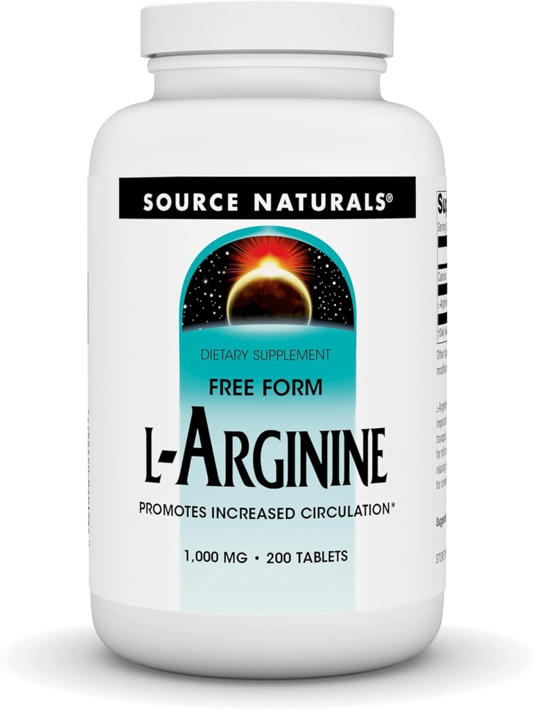 Fuente Naturales L-Arginina Forma gratuita* - 1000 mg, 200 Tabletas
