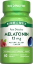 La verdad de la naturaleza Melatonin 12mg ← 60 Fast Dissolve Tablets  Natural Berry Flavor ← Vegan, Non-GMO &amp; Gluten Free Supplement