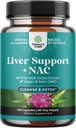 Soporte para el hígado NAC Suplemento con cardo de leche para la limpieza del hígado Detox &amp; Reparación - N Acetyl Cysteine Suplemento Limpiador con antioxidantes, Turmeric, Choline, Dandelion & L-Glutathione - 120 Caps