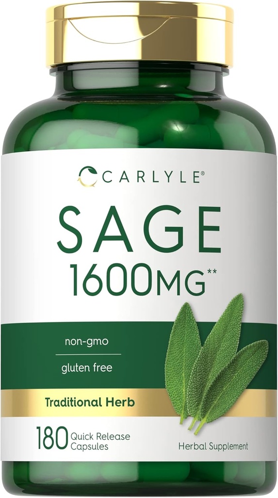 Carlyle Sage Suplemento 1600mg Silencio 180 Capsules ← High Potency ← Non-GMO, Gluten Free