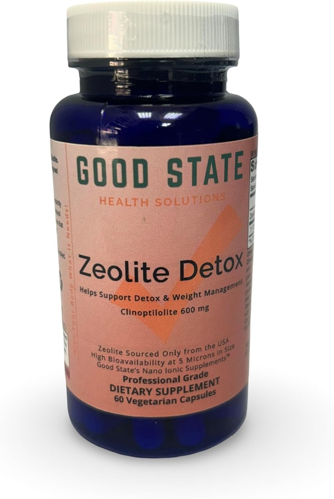 Good State Zeolite Detox - Clinoptilolite 600 mg per Veggie Capsule - 60 Capsules - USA Supply