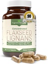 Lignans for Life Flaxseed and SDG - Omega 3 Fatty Acids, Fiber Antioxidants - Ayuda a mejorar la carne brillante, digestiva y la salud cardíaca, 25 mg, 90 cápsulas, 1 paquete
