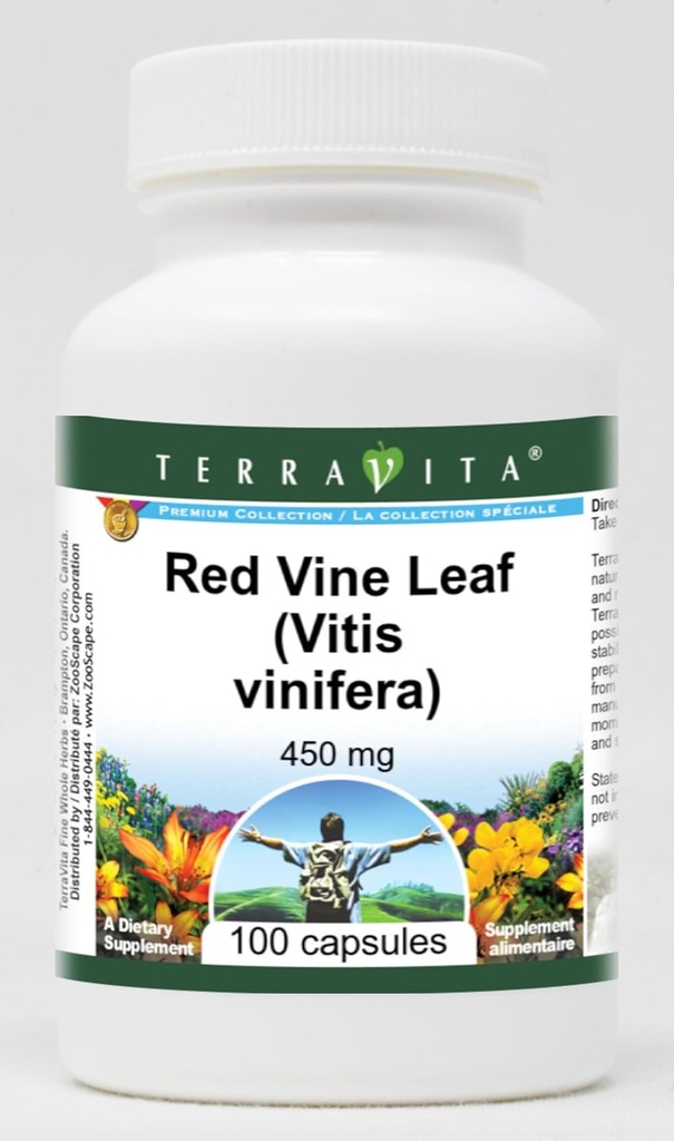 Hoja de vid roja (Vitis vinifera) - 450 mg (100 cápsulas, ZIN: 511411) - 3 Pack