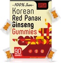 Coreana Panax Ginseng Suplemento Gummies - Suplementos de Hierro para Hombres de Hierro - Gummies de Hierro con Vitamina C, B6, B12, Potasio & Magnesio, Vegan - 90 Conde