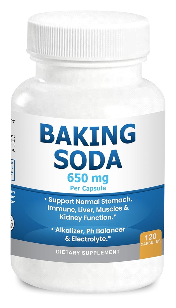 Baking Soda Capsules 650mg Pure Baking Soda Aluminum Free Organic Use. Natural Baking Soda 120 Caps