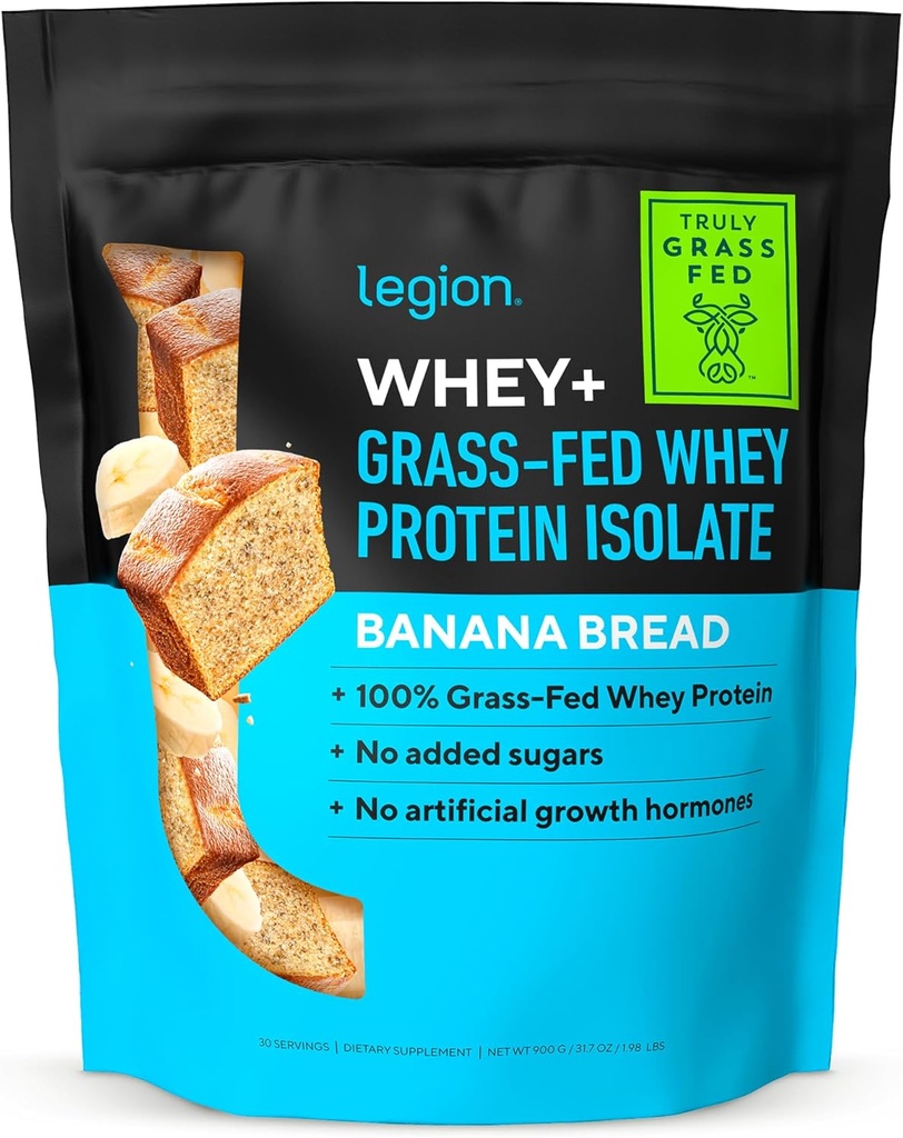 LEGION Whey+ Protein whey Isolate from Grass Fed Cows - Whey Protein Isolate Powder Low Calorie, Non-GMO, Sugar Free, Lactose and Gluten Free, All Natural Protein Powder for Men &amp; Women (30 Servings)