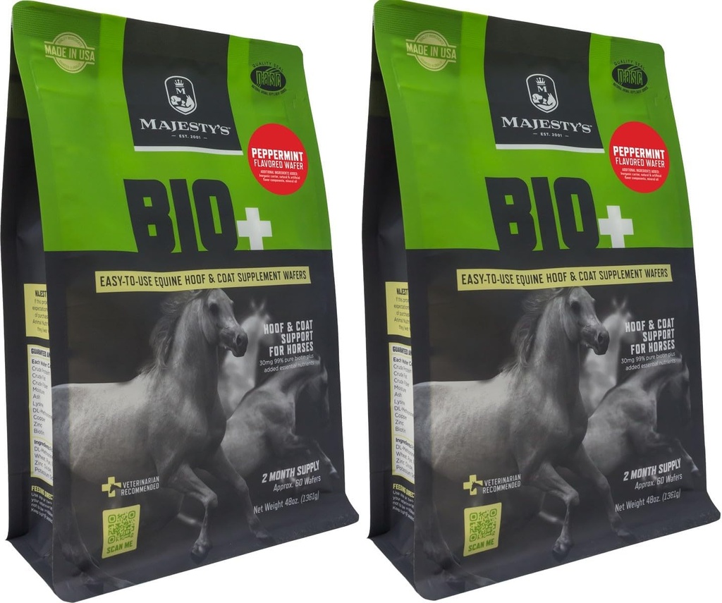 Mariposa de la majestad Flavored Biotin Wafers - Superior Horse/Equine Hoof and Coat Support Suplemento - Copper, Zinc, Lysine, Methionine