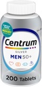 Centrum Silver Men's 50+ Multivitamínico con vitamina D3, B-Vitamins, Zinc for Memory and Cognition - 200 Tablets