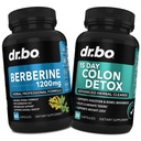 Berberine Supplement & Colon Cleanser Detox - Berberine HCL Supplement Capsules & 15 Day Intestinal Cleanse Pills & Probiotic - Premium HCL Bowel Movement Supplements for Stomach Bloating