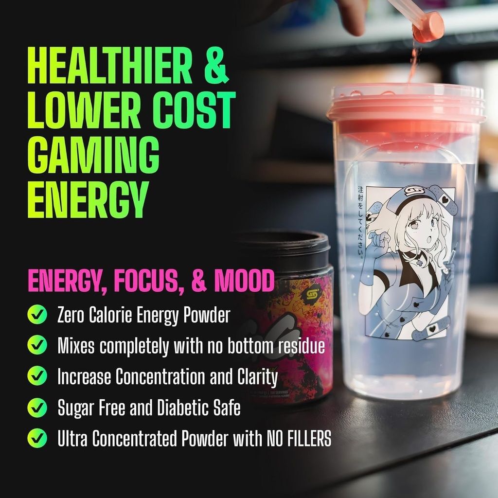 Gamer Supps, GG Energy Red Raspberry (100 Servings) - Keto Friendly Gaming Energy and Nootropic Blend, Sugar Gratis + Organic Caffeine + Vitaminas, Powder Drink