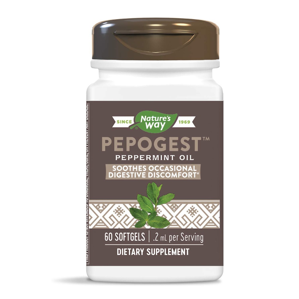 Camino de la Naturaleza Pepogest Aceite de menta de pimienta entroica, Confort gastrointestinal, 60 Cuenta (Pack of 2)