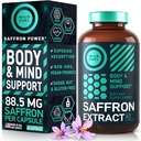 Suplementos de Saffron para Mujeres y Hombres - 88.5mg Extracto puro de Saffron - Antioxidante, Salud Ocular, Apoyo Energético y Booster de Mood - Vegan, Hecho en EE.UU., 60 cápsulas una vez diaria