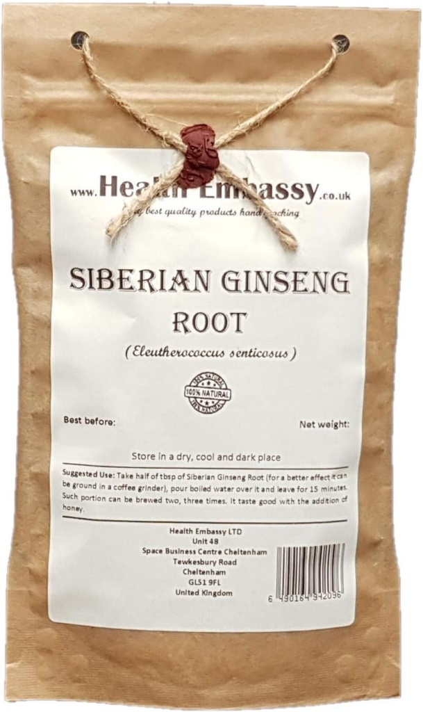Health Embassy Siberian Ginseng Root Cut Tea | Eleutherococcus senticosus | Herbal Tea (50g)