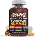 NUEVA AGE Mushroom Lion's Mane Supplement Gummies - Mushroom Supplement with Reishi, Cordyceps - 60 Count