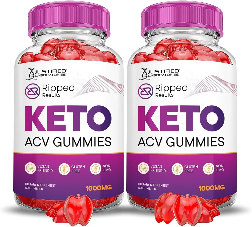 Laboratorios Justificados (2 Pack Resultados Ripped Keto ACV Gummies Avanzados Fórmula 1000MG Resultados Ripped Formulado con Pomegranate Beet Juice Powder B12 Vegan Non GMO 120 Gummys