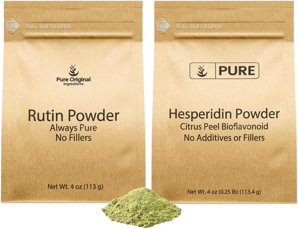 PURE ORIGINAL INGREDIENTES Hesperidin Powder y Rutin Powder Bundle, 4 oz Cada, Siempre Puro, Suplemento dietético, Lab Verified