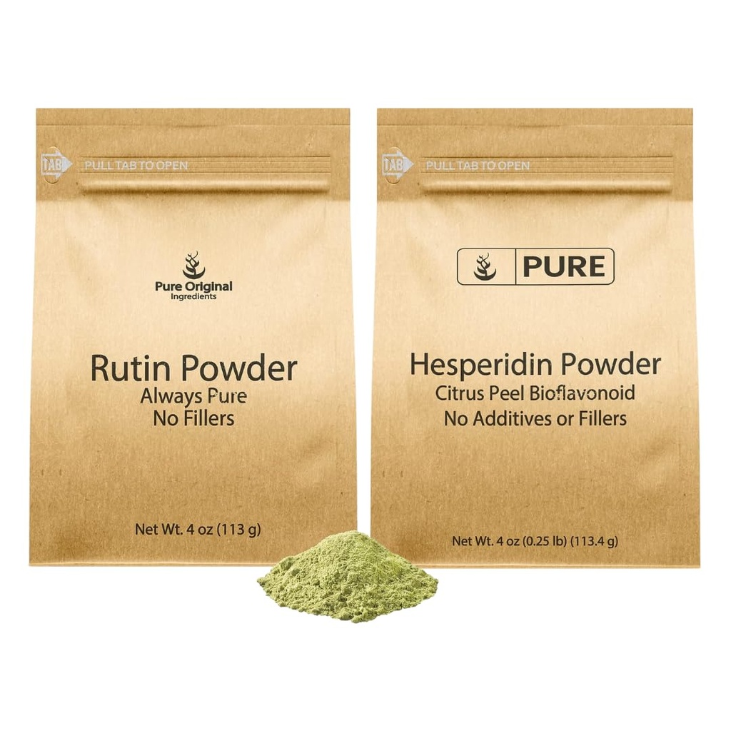 PURE ORIGINAL INGREDIENTES Hesperidin Powder y Rutin Powder Bundle, 4 oz Cada, Siempre Puro, Suplemento dietético, Lab Verified