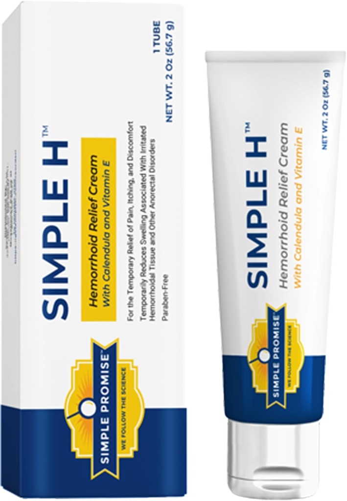 Promesa simple – Crema H Hemorrhoid simple – Fórmula de absorción rápida suave con 28 Ingredientes de patentes &amp; Sistema de entrega mejorado – Paraben-Free, Promueve Confort & Relief, 2 oz